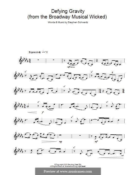 Defying Gravity (from the Broadway Musical Wicked): Für Trompete by Stephen Schwartz