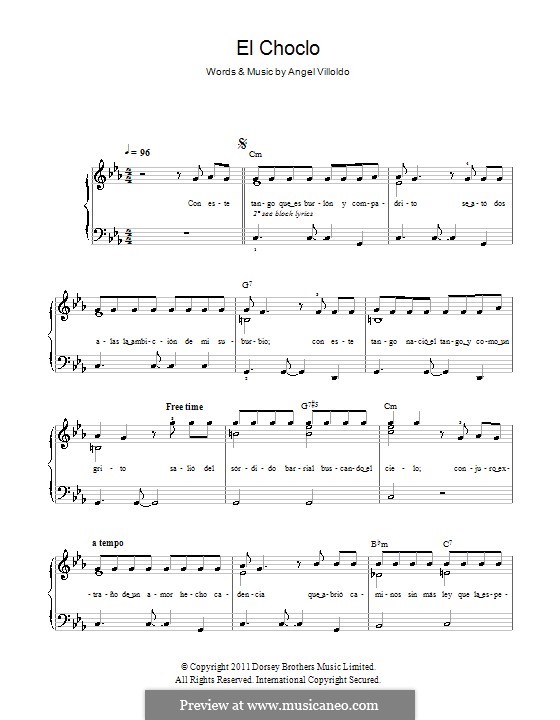 El Choclo: Einfache Noten für Klavier by Ángel Gregorio Villoldo