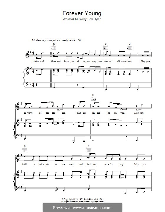 Forever Young I: Für Stimme und Klavier (oder Gitarre) by Bob Dylan