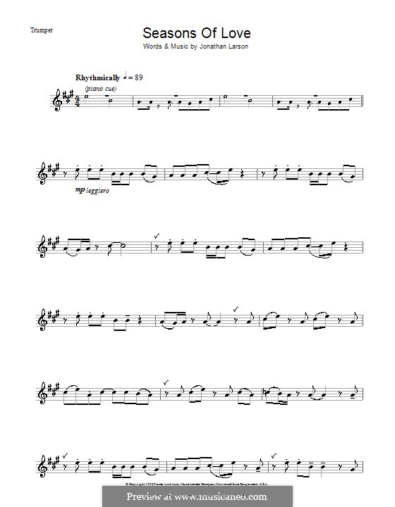 Seasons of Love (from Rent): Für Trompete by Jonathan Larson