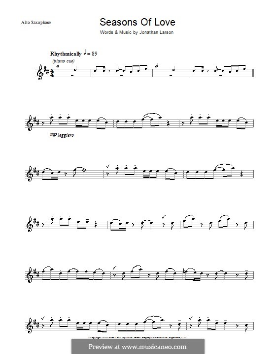 Seasons of Love (from Rent): Für Altsaxophon by Jonathan Larson
