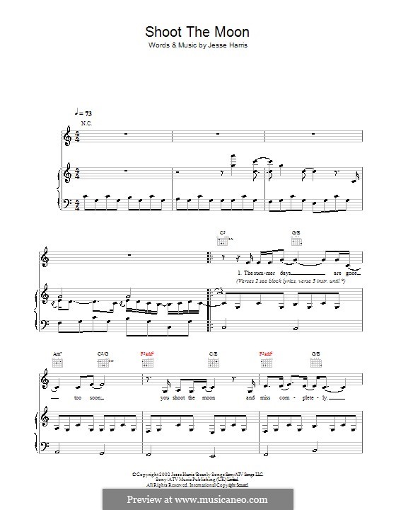 Shoot the Moon (Norah Jones): Für Stimme und Klavier (oder Gitarre) by Jesse Harris