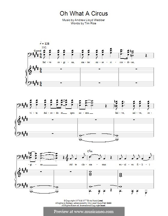 Oh What a Circus: Für Stimme und Klavier (oder Gitarre) by Andrew Lloyd Webber