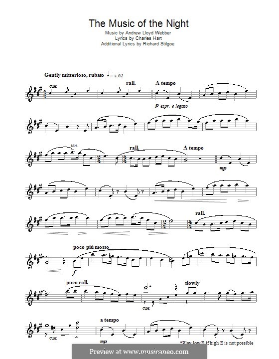 The Music of the Night, instrumental version: Für Altsaxophon by Andrew Lloyd Webber