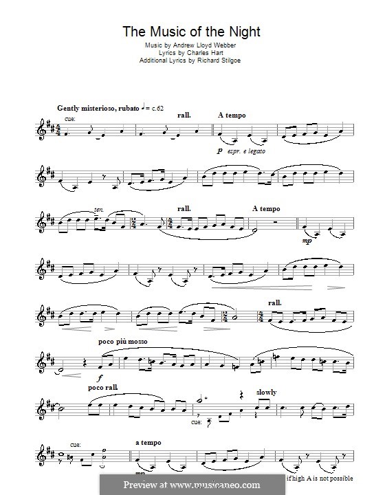 The Music of the Night (instrumental version): Für Trompete by Andrew Lloyd Webber