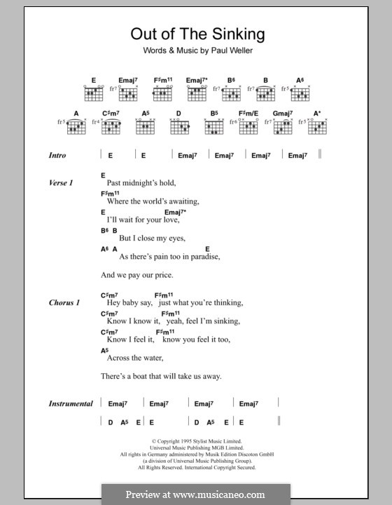 Out of the Sinking: Text und Akkorde by Paul Weller