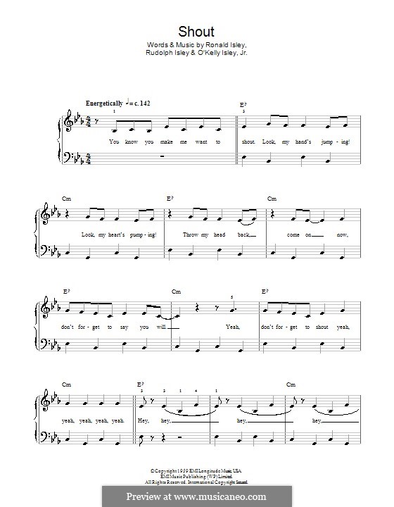 Shout (The Isley Brothers): Für Klavier, leicht by O'Kelly Isley, Ronald Isley, Rudolph Isley