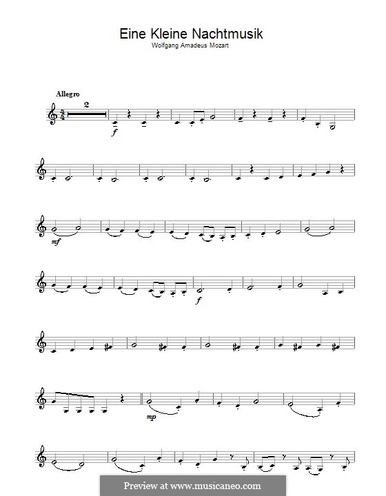 Allegro: Für Klarinette by Wolfgang Amadeus Mozart