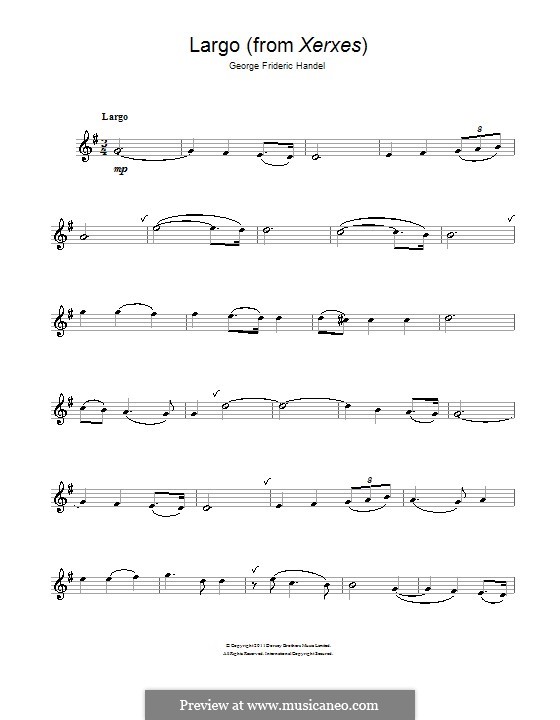 Largo (Ombra mai fu) printable score: Für Flöte by Georg Friedrich Händel