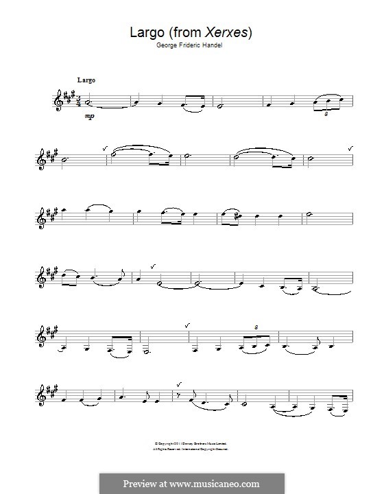 Largo (Ombra mai fu) printable score: Für Klarinette by Georg Friedrich Händel
