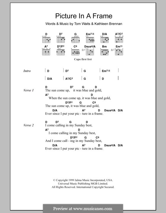 Picture in a Frame: Text und Akkorde by Kathleen Brennan, Tom Waits