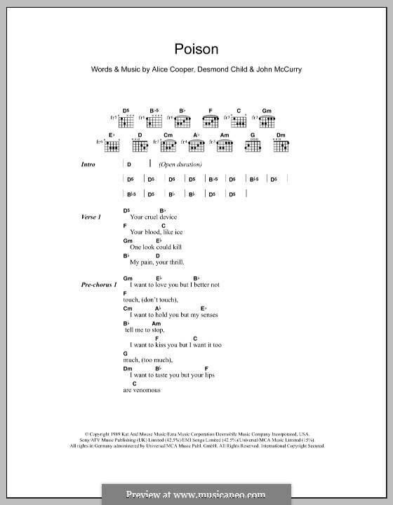 Poison: Text und Akkorde by Alice Cooper, Desmond Child, John McCurry