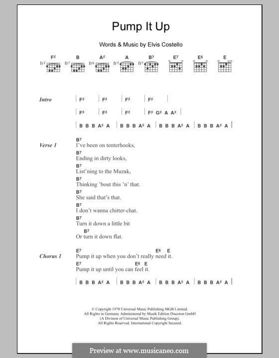 Pump It Up: Text und Akkorde by Elvis Costello
