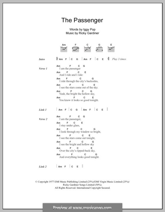 The Passenger: Text und Akkorde by Ricky Gardiner