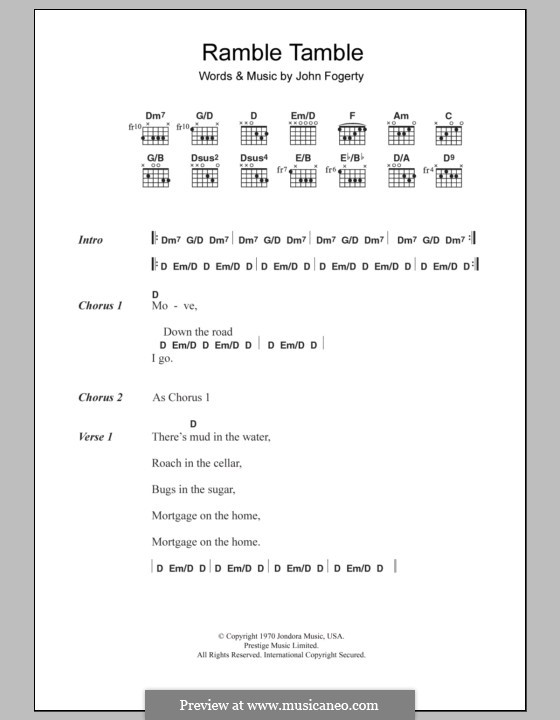 Ramble Tamble von J.C. Fogerty - Noten auf MusicaNeo