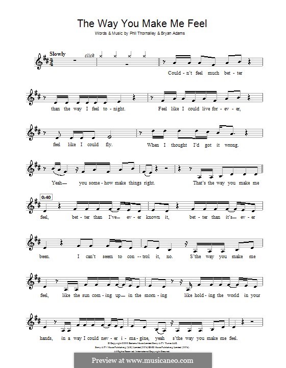 The Way You Make Me Feel (Ronan Keating): Für Klarinette by Bryan Adams, Phil Thornalley