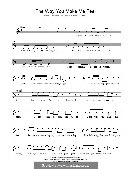 The Way You Make Me Feel (Ronan Keating): Für Flöte by Bryan Adams, Phil Thornalley