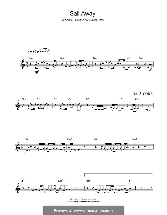 Sail Away: Für Klarinette by David Gray