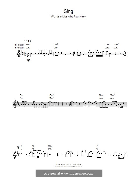 Sing (Travis): Für Saxophon by Fran Healy