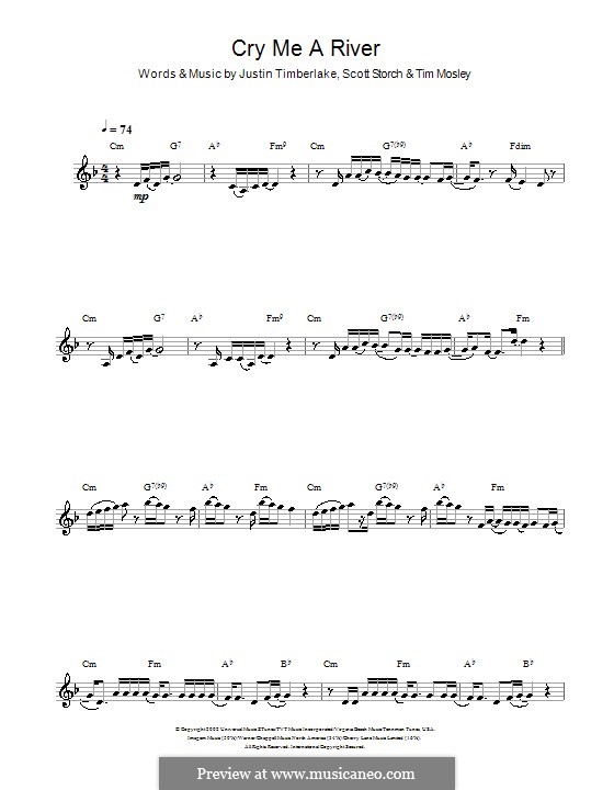 Cry Me a River: Für Klarinette by Justin Timberlake, Scott Storch, Timbaland