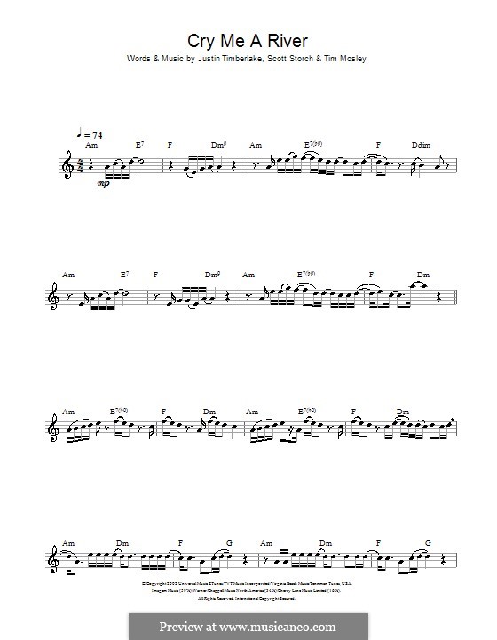 Cry Me a River: Für Flöte by Justin Timberlake, Scott Storch, Timbaland