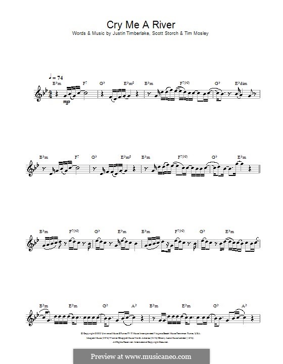 Cry Me a River: Für Altsaxophon by Justin Timberlake, Scott Storch, Timbaland