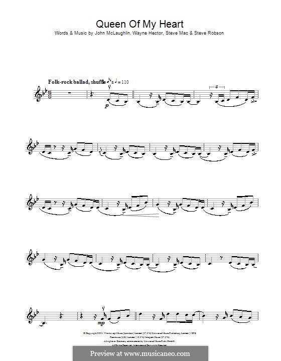 Queen of My Heart (Westlife): Für Violine by John McLaughlin, Steve Mac, Steve Robson, Wayne Anthony Hector