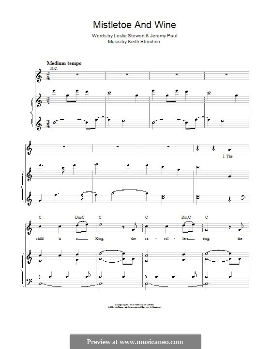 Mistletoe and Wine (Cliff Richard): Für Stimme und Klavier by Keith Strachan