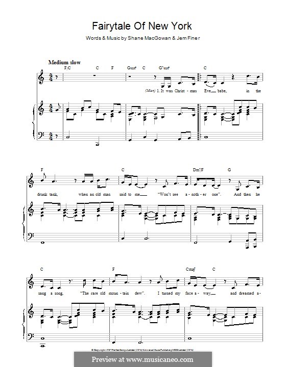 Fairytale of New York (The Pogues & Kirsty MacColl): Für Stimme und Klavier by Jem Finer, Shane MacGowan