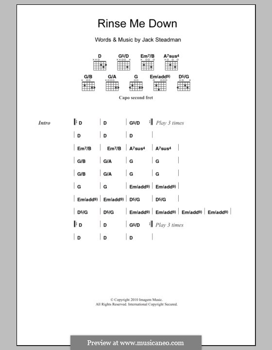 Rinse Me Down (Bombay Bicycle Club): Texte und Akkorde by Jack Steadman