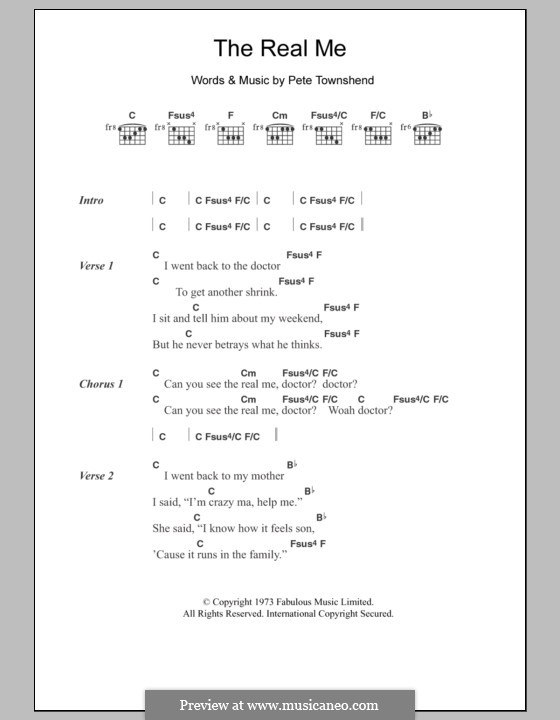 The Real Me (The Who): Text und Akkorde by Peter Townshend