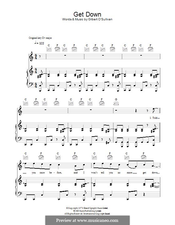 Get Down: Für Stimme und Klavier (oder Gitarre) by Gilbert O'Sullivan