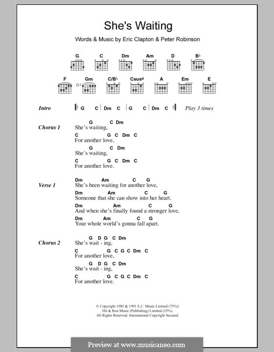 She's Waiting: Text und Akkorde by Eric Clapton, Peter Robinson