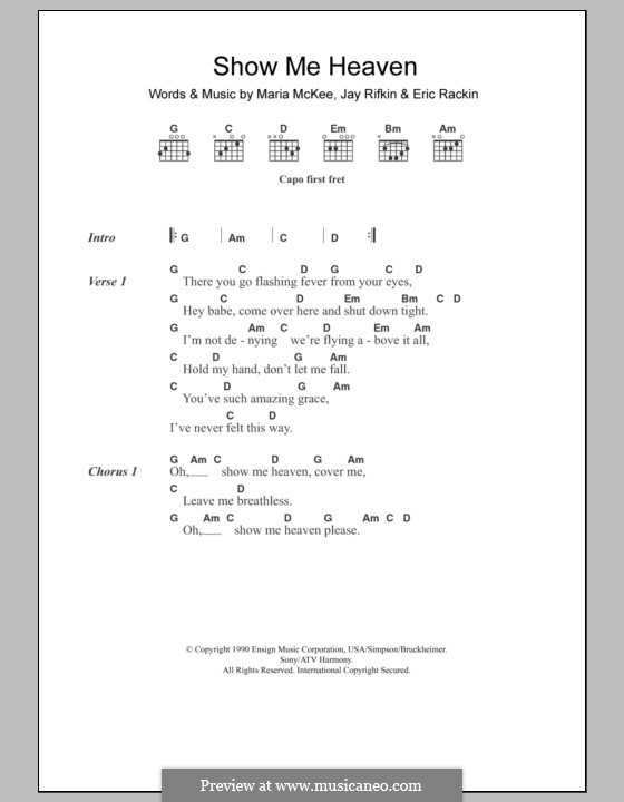 Show Me Heaven: Texte und Akkorde by Eric Rackin, Jay Rifkin, Maria McKee