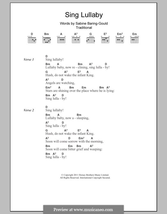 Sing Lullaby: Text und Akkorde by folklore