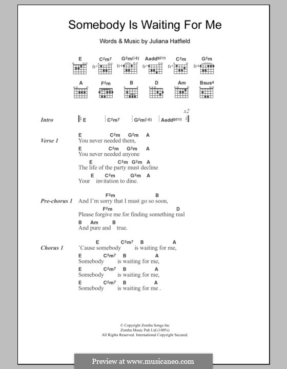 Somebody Is Waiting for Me: Texte und Akkorde by Juliana Hatfield