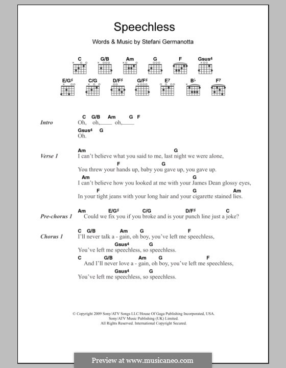 Speechless Lady Gaga Von S Germanotta Noten Auf Musicaneo