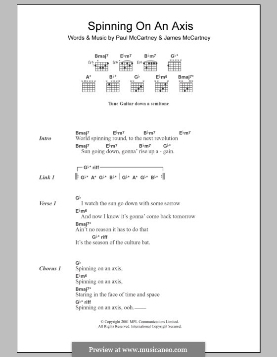 Spinning on an Axis: Text und Akkorde by James McCartney, Paul McCartney