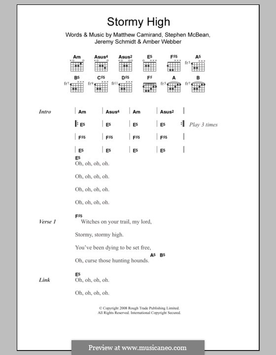 Stormy High (Black Mountain): Text und Akkorde by Amber Webber, Jeremy Schmidt, Matthew Camirand, Stephen McBean