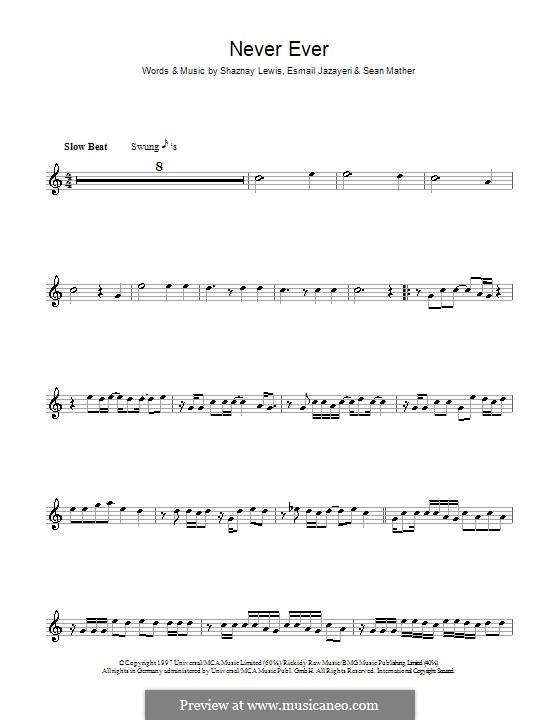 Never Ever (All Saints): For alto saxophone and piano – solo part by Esmail Jazayeri, Sean Mather, Shaznay Lewis