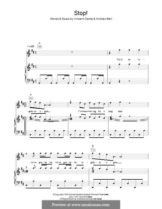 Stop (Erasure): Für Stimme und Klavier (oder Gitarre) by Andy Bell, Vince Clarke