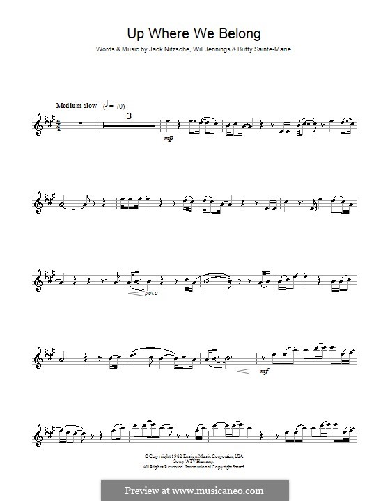 Up Where We Belong (Joe Cocker and Jennifer Warnes): Für Altsaxophon by Buffy Sainte-Marie, Jack Nitzsche, Will Jennings