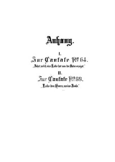 Anhang zum Kantaten, BWV 64, 69: Anhang zum Kantaten by Johann Sebastian Bach