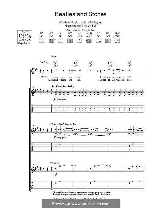 Beatles and Stones (Beady Eye): Für Gitarre mit Tab by Andy Bell, Gem Archer, Liam Gallagher