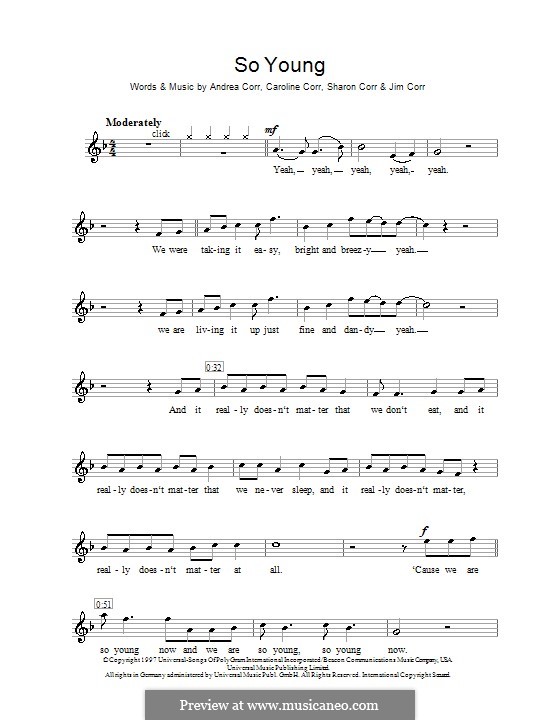 So Young (The Corrs): Für Flöte by Andrea Corr, Caroline Corr, Jim Corr, Sharon Corr