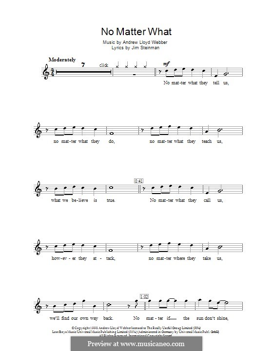 No Matter What (from Whistle Down the Wind): Für Klarinette by Andrew Lloyd Webber