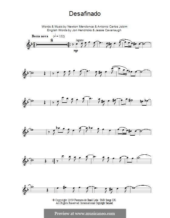 Desafinado (Slightly Out of Tune): Für Tenorsaxophon by Antonio Carlos Jobim