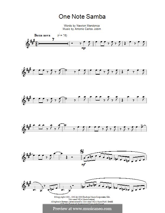 One Note Samba (Samba De Uma Nota): Für Klarinette by Antonio Carlos Jobim