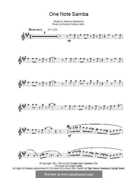 One Note Samba (Samba De Uma Nota): Für Tenorsaxophon by Antonio Carlos Jobim
