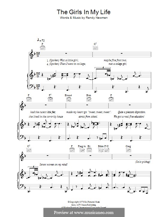 The Girls in My Life: Für Stimme und Klavier (oder Gitarre) by Randy Newman